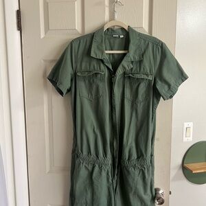 Maternity Green Short Sleeve Jumpsuit
